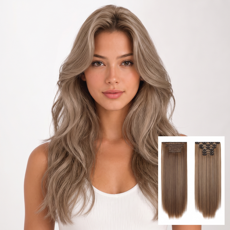 6-piece Scalp Clip-In Hair Extension Set in Ash Blonde